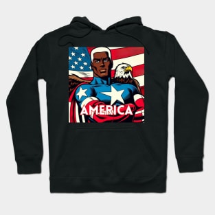 America Black Comic Book Superhero Patriotic USA July 4 Hoodie